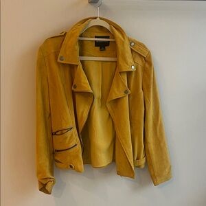 minkpink women’s mustard yellow moto jacket size medium
